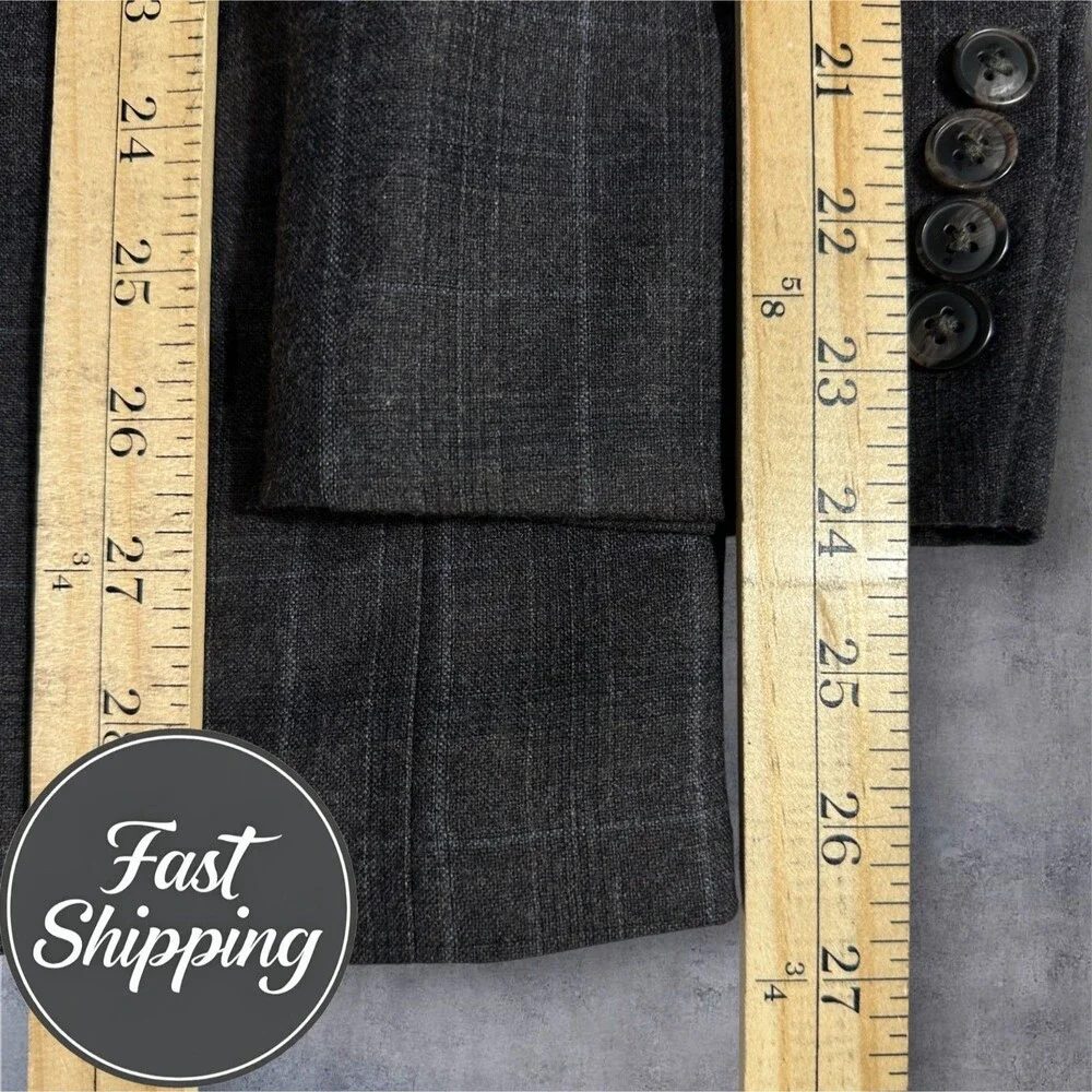 STAFFORD Slim Fit Mens 2 Piece suit Jacket 40R  Pants 34x29 Wool Plaid Brown
